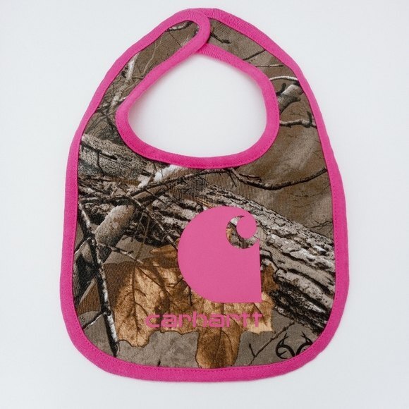 Carhartt Girls Real Tree Hot Pink Baby Bib 9mos - Picture 1 of 10